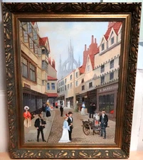 LEONARD THORPE "THE CASTLE GARTH" ORIGINAL OIL ON CANVAS LANDSCAPE PAINTING