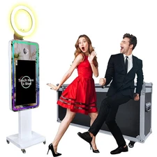 DSLR Photobooth w/ Trolley Flight Case for Party Event 21.5in Mirror Photo Booth