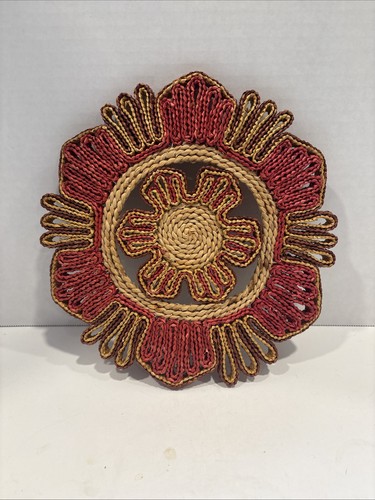 Vintage Retro Tejido Paja Rafia Trivet Estilo Boho - Imagen 7 de 12