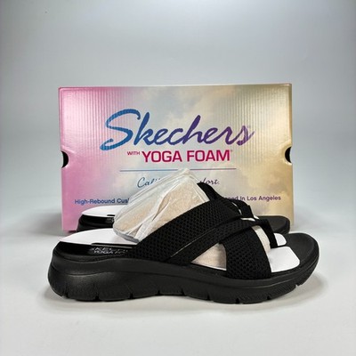 Skechers Summits Fantasy Walk Black Sporty Strappy Slide Sandals Women s Size 8