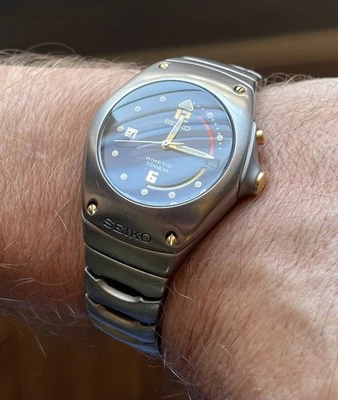 Seiko Titanium Kinetic Arctura 5M42-OH49 Mens Vintage Watch, New Capacitor - Image 1 of 4