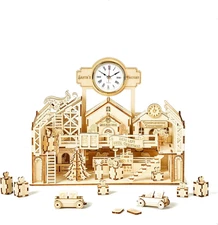 3D Wooden Puzzles Santa'S Factory Model Kits, Brainteaser and Puzzle for Christm