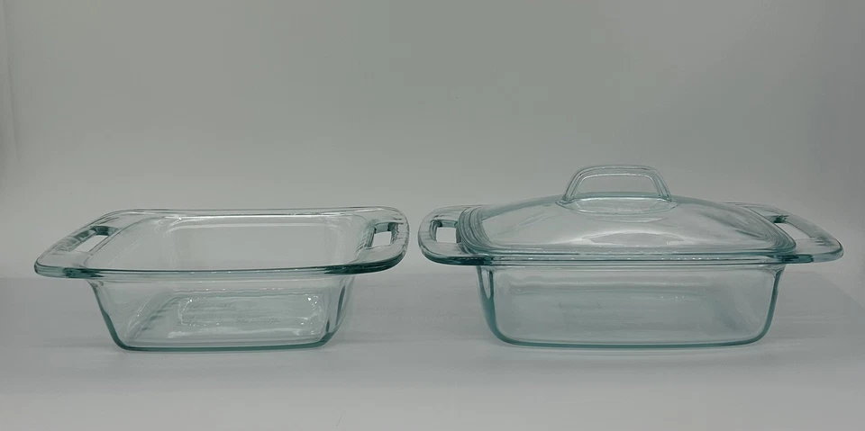 Set Of 2 Pyrex Easy Grab Clear Glass Oblong Baking Casserole Dish 2Qt C024 & 8x8 - Image 2 of 4