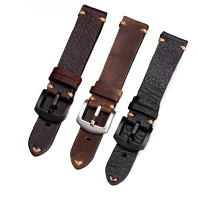 Retro Premium Handmade Top-Grain Cowhide Leather Watch Band Strap 18mm-24mm 