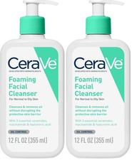 CeraVe Foaming Facial Cleanser, Normal to Oily Skin, 12 fl. oz 2 pack