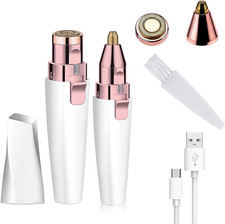 Facial Hair Remover for Women,Nose Hair Trimmer Rechargeable 2-1 Eyebrow Razor P