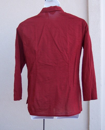 J Jill texture Rust button front top shirt size M L FALL Brick Red Cotton blouse - Picture 9 of 10
