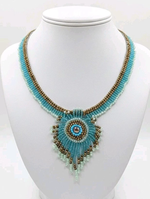 Collana Lunga In Velluto Marrone Con Ciondolo Gotico Turchese - Stile Bohémien, Donna