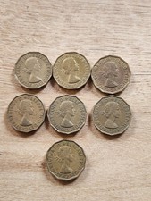 1954-1962 British Threepence Coin Queen Elizabeth II FREE SHIPPING Nickel Brass