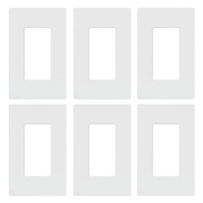 Lutron Claro Light Switch Cover Plate, 1 Gang, CW-1-WH, White, 6 Pack