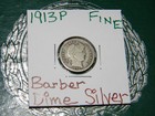 1913 P Barber Dime 90% Silver Dime- FINE- US Collectible Coin — photo 5