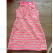 Eliza J Womens Neon Pink Metallic Gold Striped Tweed Sheath Dress Size 8