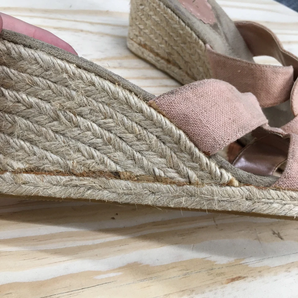 Sandalias George Mujer 8 Milena Cuña Alpargata Sin Cordones Deslizable Rosa Beige Lona Foto 4 de 4