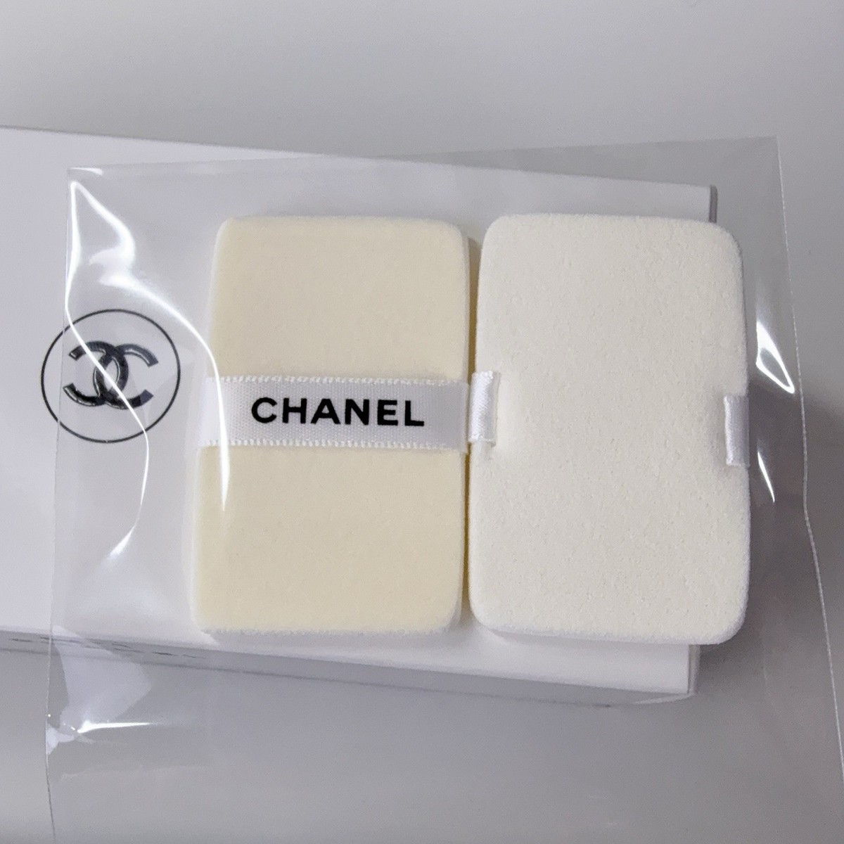 Lot of 2 Chanel Make-up Sponge Puff w/Satin Ribbon Full Size For