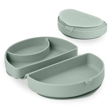 Fold  Scoop Baby Feeding Set - Silicone Travel Baby Plate With Suction  Bab...