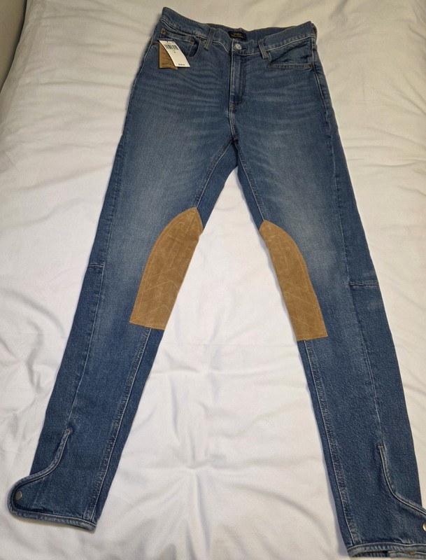 Polo Ralph Lauren Willow Wash Suede Knee Patched Snap Ankle Jeans-Sz 29 NWT $298