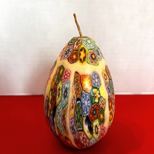 Vintage Egg Wax Candle AMAZING MILLEFIORI Art Handmade Multicolor 5” *Sm Dent - Picture 3 of 7