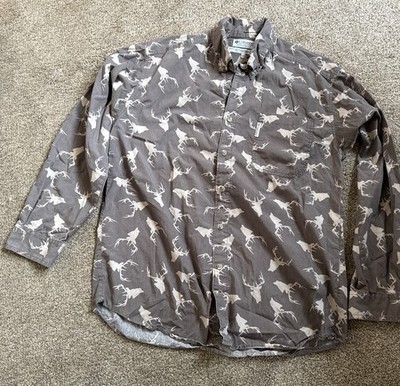 Columbia  Button Down Shirt Mens Medium Deer Hunting Outdoors Brown antlers