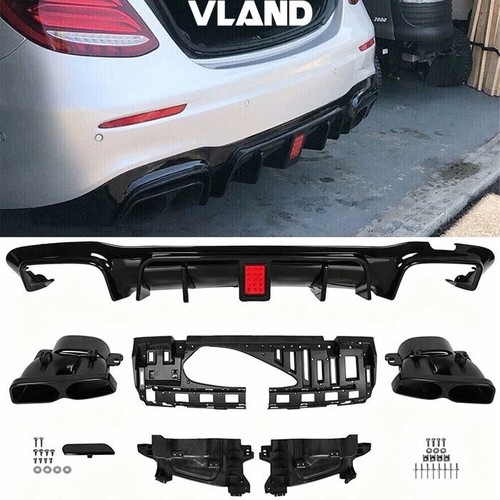Rear Bumper Diffuser Lip W/ Exhaust Tips Fits 2016-2020 Benz W213 E300 E400 E43
