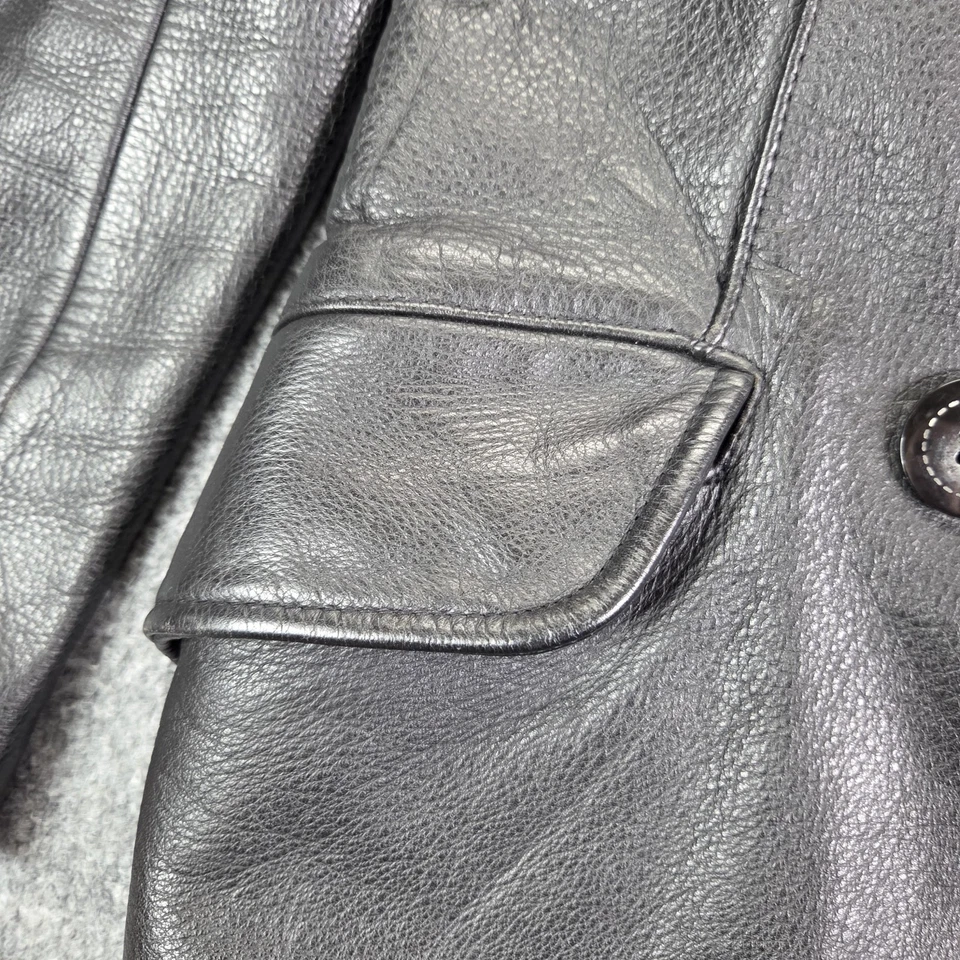 Kenneth Cole Reaction Jacket Womens Small Black Leather Peacoat Trench Coat - Image 3 of 4