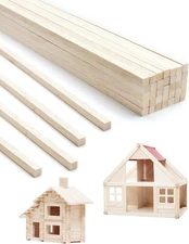 Benvo 50 Pieces Balsa Wood Sticks Square Wooden Dowels 1/4 x x 11.8 Inch 