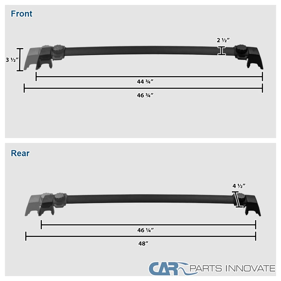 Fits 11-16 Jeep Compass Black Aluminum Roof Cross Bars Rack Luggage Carrier Pair - Image 3 of 4