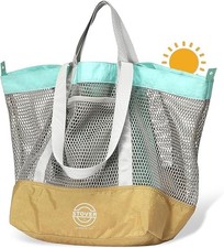 Extra Large Mesh Nylon Beach Bag, Vacation, Pool, Shopping, Toy, Travel Tot...