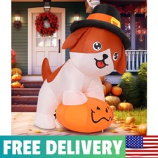5.2 FT Thanksgiving Inflatables Dog Outdoor Decorations Blow Up Yard Cute Puppy