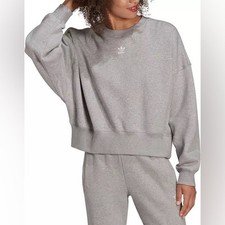 New Adidas Women Adicolor Essential Crew Sweatshirt Pullover Gray Size XS