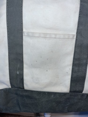 Vintage L.L. Bean Boat Tote Bag Leather Handles Rare Olive Tan Plaid Lined Large - Picture 2 of 11