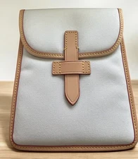 Dooney & Bourke Cabriolet iPad Mini Tablet Bag White Tan Canvas Leather New