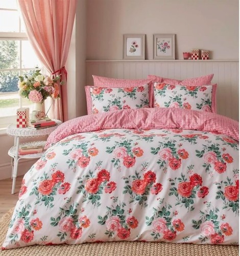 Cath Kidston Archive Rose Gingham DOPPEL BETTWÄSCHESET 100 % Baumwolle Brandneu Karton - Bild 3 von 6