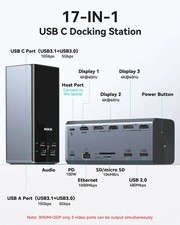 MOKIN MODK-2403 USB-C 17:1 Docking Station HUB Up to Triple Display NEW;