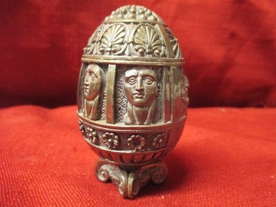 Rare Vintage 1998 Greek .999 Fine Silver Egg with Philosopher Mask Panels
