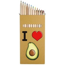12 x 'I Love Avocado' Long 178mm Coloured Pencils / Pencil Set PE00038151 