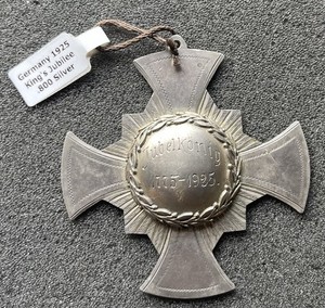 Germany 1925 King’s Jubilee .800 Silver Medal..TM1271