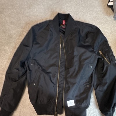 Alpha Industries Men's Black Bomber Jacket L/G Zip/Snap