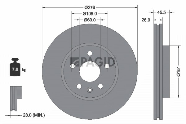 Pagid Bremsscheiben InnenbelüFtet Ø276Mm FüR Opel Astra J P10 Chevrolet Aveo-image