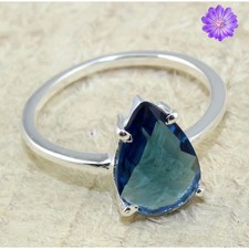 London Blue Toapz Gemstone 925 Sterling Silver Handmade Jewelry Ring Gift For