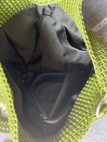 Vintage grün gehäkelt Soda Can Tabs Caps Schultertasche Handtasche Handarbeit - Bild 8 von 8