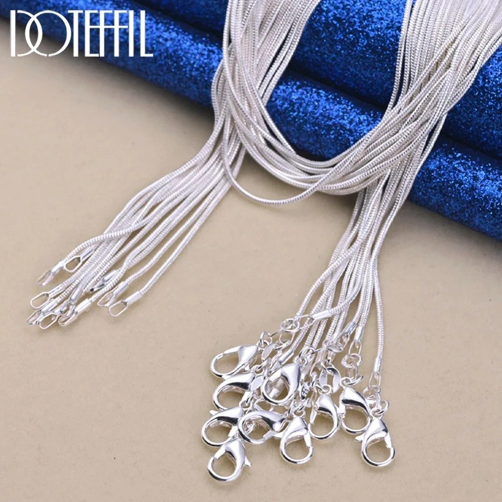  10pcs Hot Sale 925 Sterling Solid Silver 1mm Snake Chain Necklace Jewelry Gift