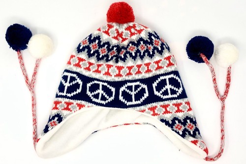 Justice Girls Red White & Navy Peace Sign Winter Scarf & Hat - Picture 3 of 4