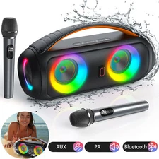 JYX Karaoke Machine with 2 Wireless Microphones -Portable Bluetooth Speaker Gift