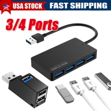 USB 3.0 4 Port Hub Splitter For PC Mac MacBook Notebook Laptop Desktop Portable