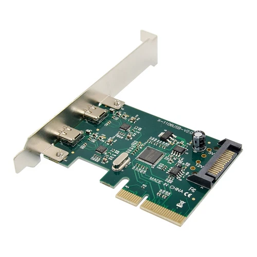 PCI-E 4x Express to USB 3.1 USB-C Type C Dual Port Add on Riser Expansion Card f