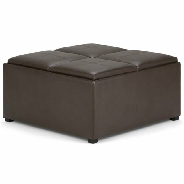 Avalon Coffee Table Storage Ottoman, Large Faux Leather Ottoman Coffee Table