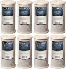 Bluonics CTO Carbon Block Replacement Water Filters 8 Pack 4.5" x 10" Cartridges