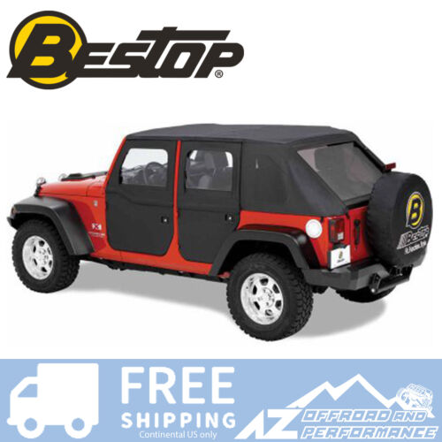 Bestop 2 Piece Rear Soft Doors For 07-18 Jeep Wrangler JKU 4 Door Black  Diamond