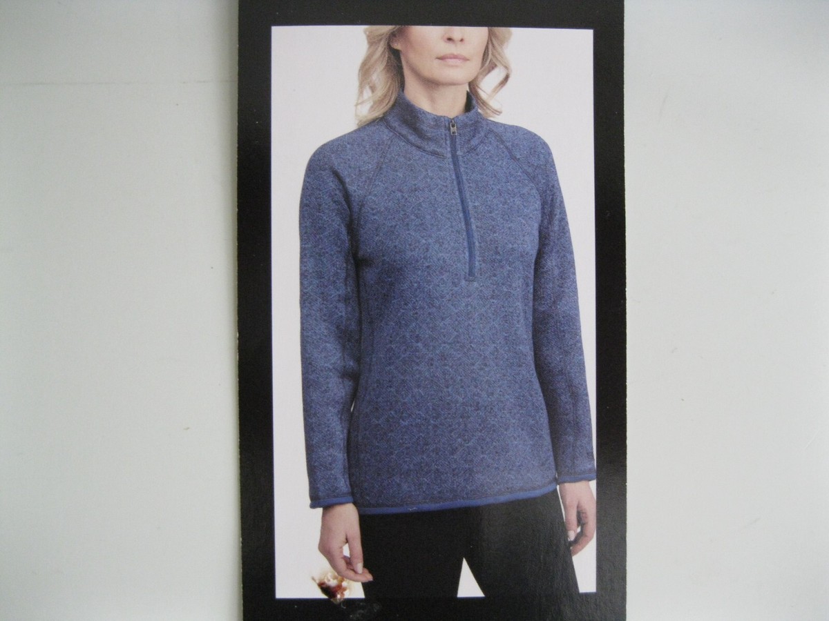 Women's Thick Sweater Jacket - Fleece Lined, Zipper Closure, Blue, Large
