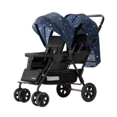 Zwillingskinderwagen Geschwisterwagen Kinderwagen Buggy Kinder Babywagen Blau DE